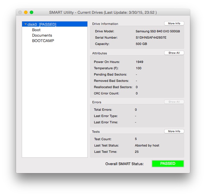 SMART Utility 3.2.7 Mac 破解版 Mac上优秀的磁盘诊断工具